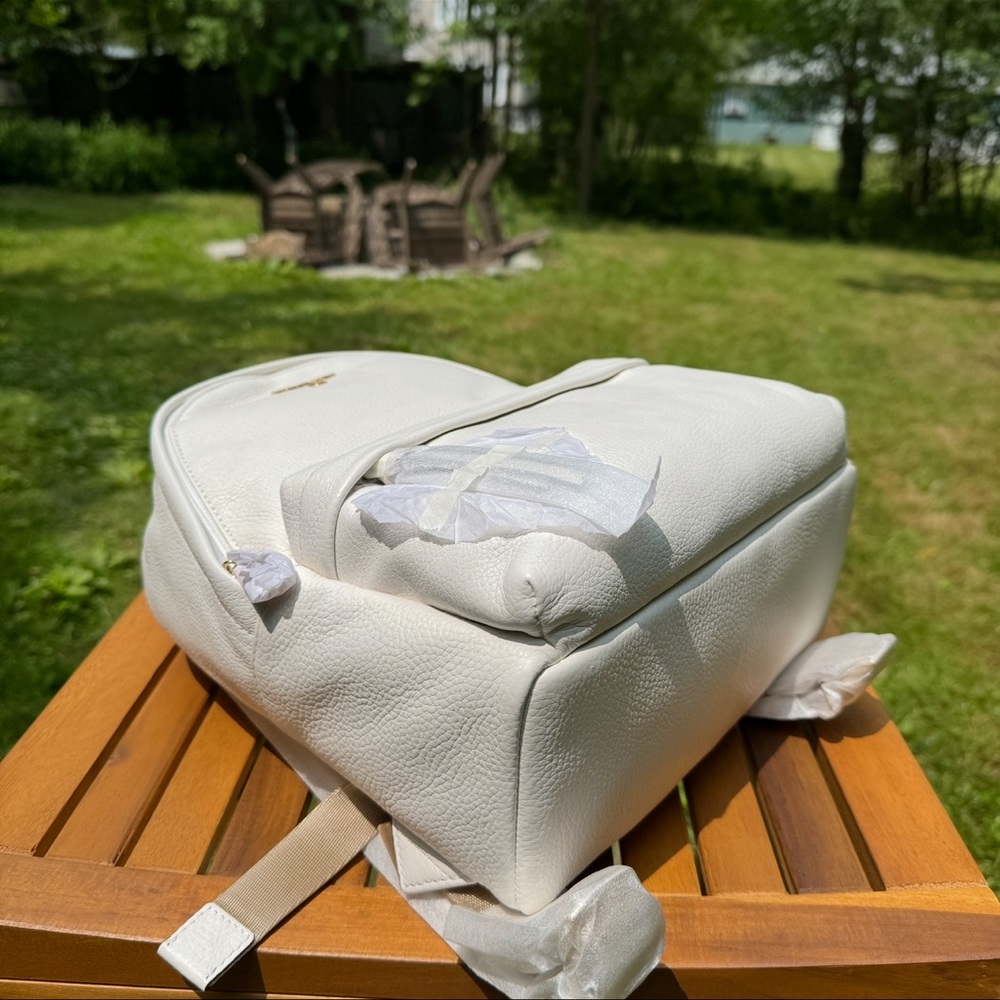 Michael Kors Slater Medium Pebbled Leather Backpack Optic White - Picture 6 of 16